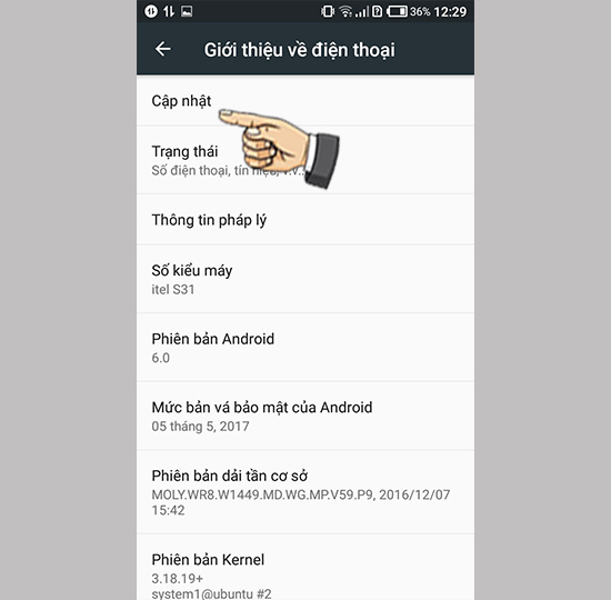 Chọn cập nhật